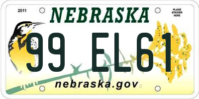 NE license plate 99EL61