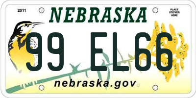 NE license plate 99EL66