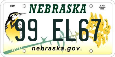 NE license plate 99EL67