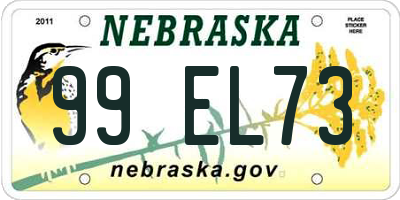 NE license plate 99EL73