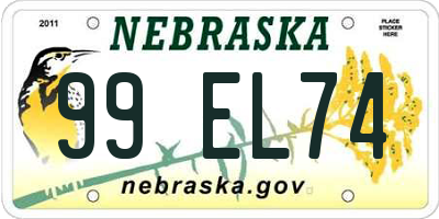 NE license plate 99EL74