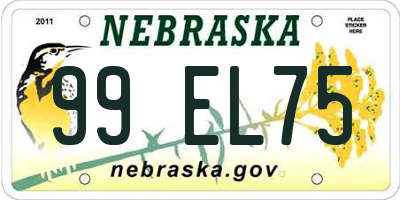 NE license plate 99EL75