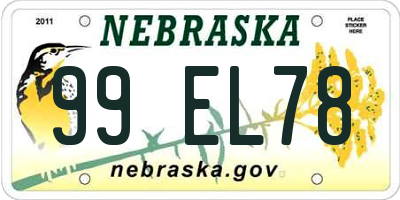 NE license plate 99EL78