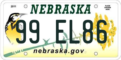 NE license plate 99EL86