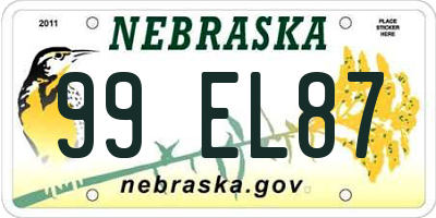 NE license plate 99EL87