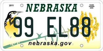 NE license plate 99EL88