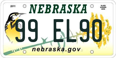 NE license plate 99EL90