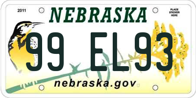 NE license plate 99EL93