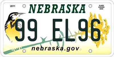 NE license plate 99EL96