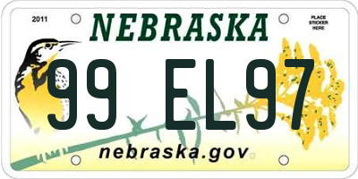 NE license plate 99EL97