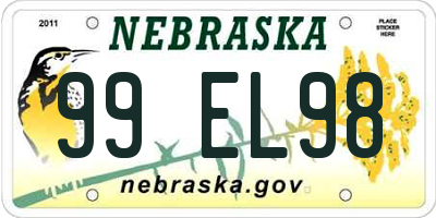NE license plate 99EL98