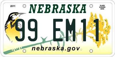 NE license plate 99EM11
