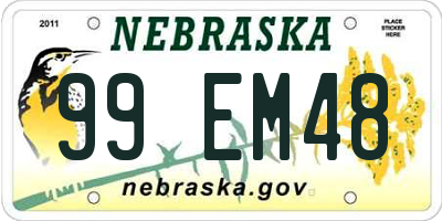 NE license plate 99EM48