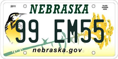 NE license plate 99EM55
