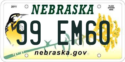NE license plate 99EM60