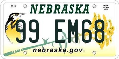 NE license plate 99EM68