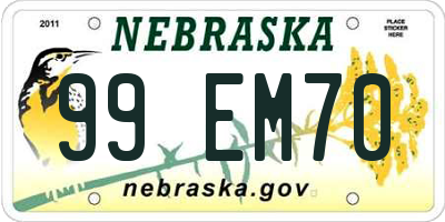 NE license plate 99EM70