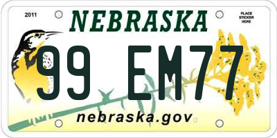 NE license plate 99EM77