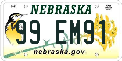 NE license plate 99EM91