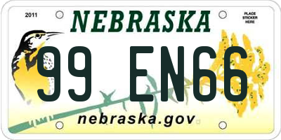 NE license plate 99EN66