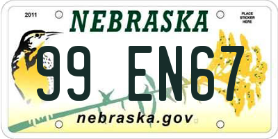 NE license plate 99EN67