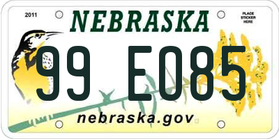 NE license plate 99EO85