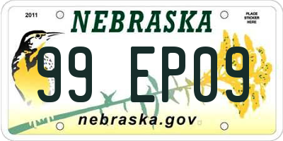 NE license plate 99EP09
