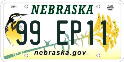 NE license plate 99EP11