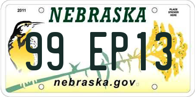 NE license plate 99EP13