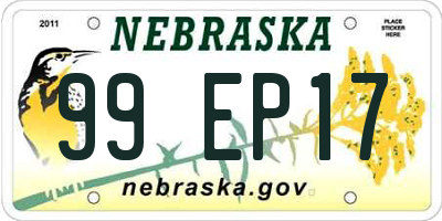 NE license plate 99EP17