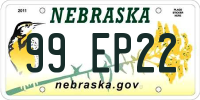 NE license plate 99EP22
