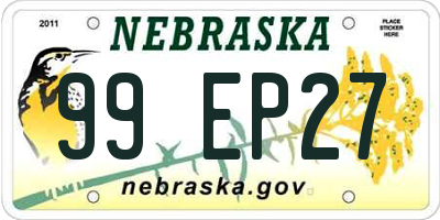 NE license plate 99EP27