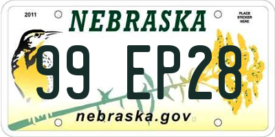 NE license plate 99EP28