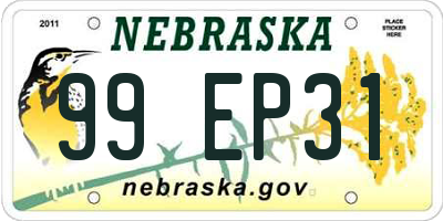 NE license plate 99EP31