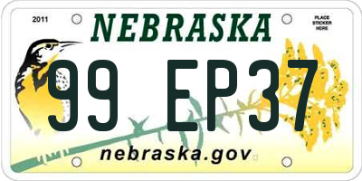 NE license plate 99EP37