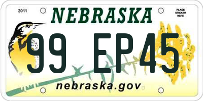 NE license plate 99EP45