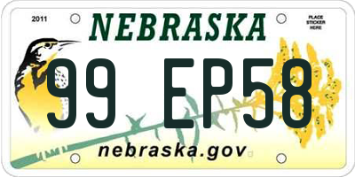 NE license plate 99EP58