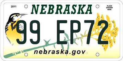 NE license plate 99EP72