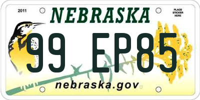 NE license plate 99EP85
