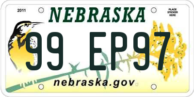 NE license plate 99EP97