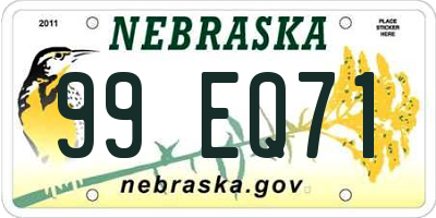 NE license plate 99EQ71