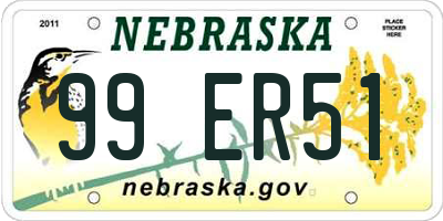 NE license plate 99ER51