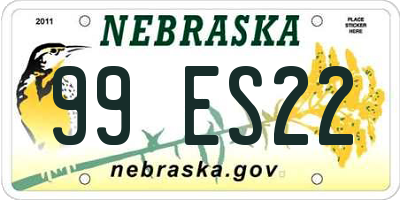 NE license plate 99ES22