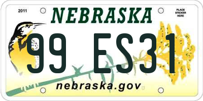 NE license plate 99ES31