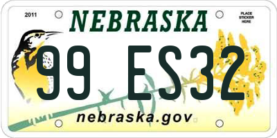 NE license plate 99ES32
