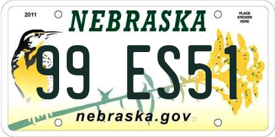 NE license plate 99ES51