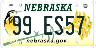 NE license plate 99ES57