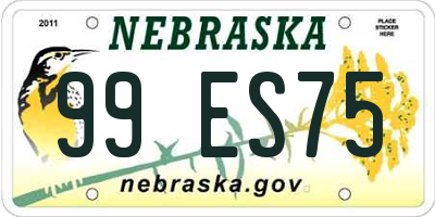NE license plate 99ES75