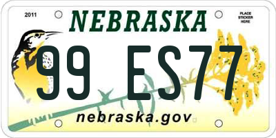 NE license plate 99ES77