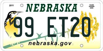 NE license plate 99ET20